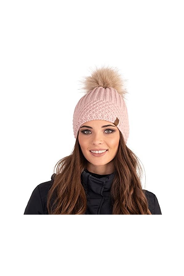 VIVISENCE Femme Bonnet Classique Et À La Mode 7016, Fabriqué en UE, Rose Clair,UNI