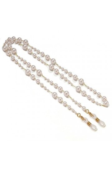 LEFEDA Lot de 2 sangles de lunettes blanches pour femme - Chaîne de lunettes - Support de masque de lecture - Miroir de lectu