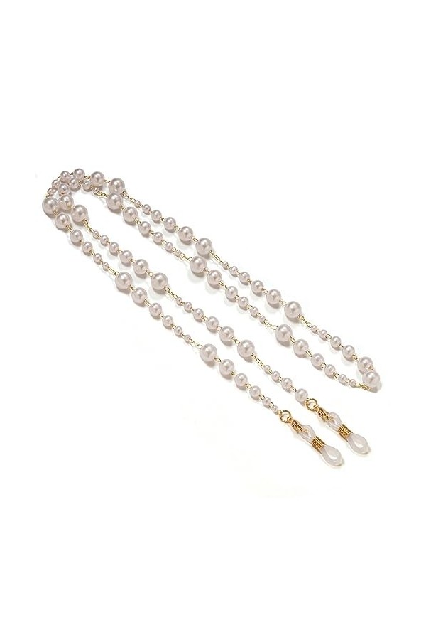 LEFEDA Lot de 2 sangles de lunettes blanches pour femme - Chaîne de lunettes - Support de masque de lecture - Miroir de lectu