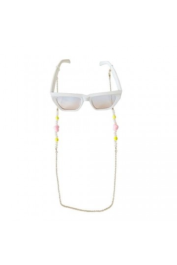 Lot de 2 chaînes de lunettes colorées pour femme - Support de lunettes - Support de masque de lecture - Miroir de lecture - C