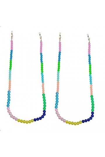 Lot de 2 chaînes de lunettes lumineuses pour femme - Support de lunettes - Support de masque de lecture - Miroir de lecture -