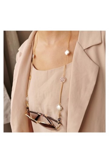 DUNSBY Chainette de Lunettes Chaîne de lunettes for femmes, élégante chaîne de coquille de fleur for lunettes, lanière, acces