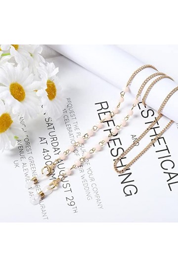 Chaînes À Lunettes Chaînes Lunettes Perle Rétro Métal Lunettes De Soleil Lanières Lunettes Porte-Cordon Tour De Cou Chaîne So