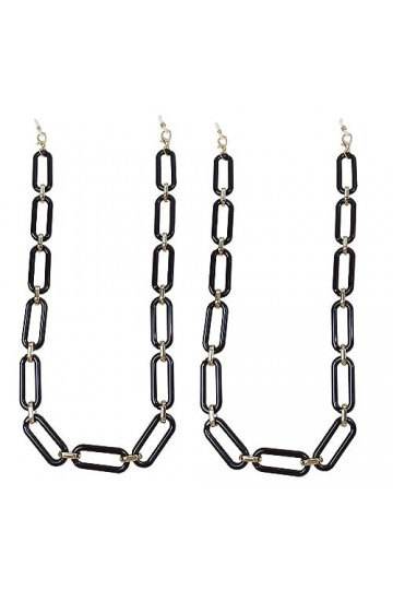 LEFEDA Lot de 2 chaînes de lunettes de soleil en acrylique noir antidérapant anti-perte, sans couleur, taille unique