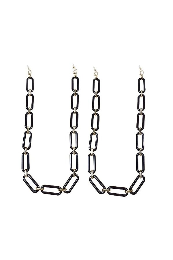 LEFEDA Lot de 2 chaînes de lunettes de soleil en acrylique noir antidérapant anti-perte, sans couleur, taille unique