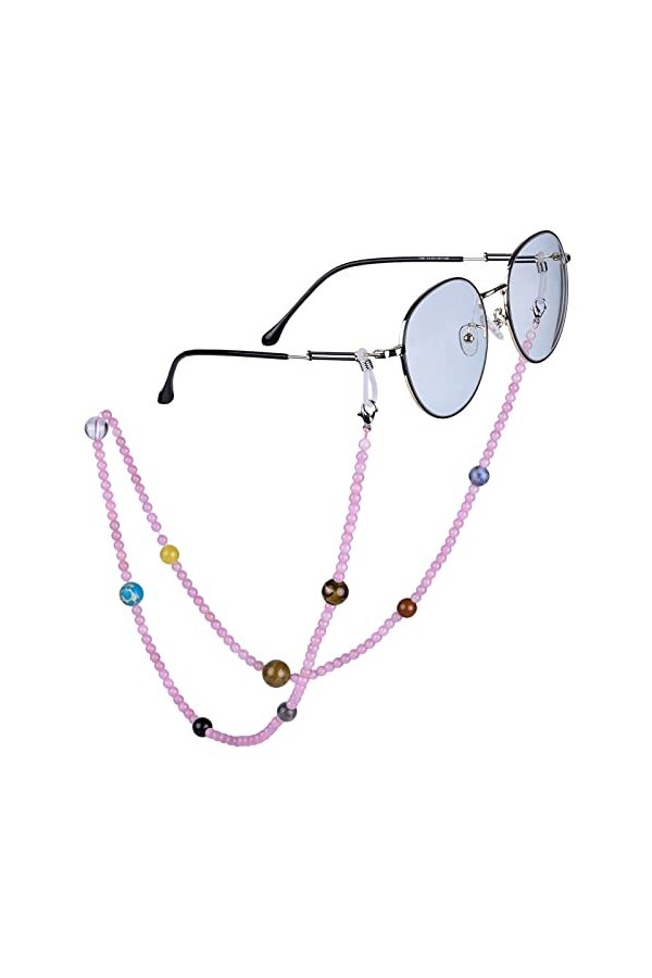 Nupuyai Chaîne de lunettes de soleil en cristal 9 planètes,Pour homme et femme,Avec pierres précieuses,Cordon de lunettes,Pou