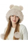 JFAN Femme Laine Mohair Bonnet Tricotée Polaire Pom Pom dhiver Doux Ski Multicolore Mode Chaud Doublure Chapeau Rose Taille 