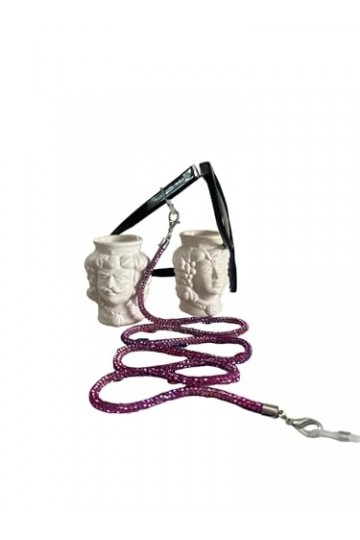 GMM Chaîne de lunettes, collier de lunettes, chaîne de lunettes pour femme, vue soleil avec strass, 2 anneaux antidérapants e