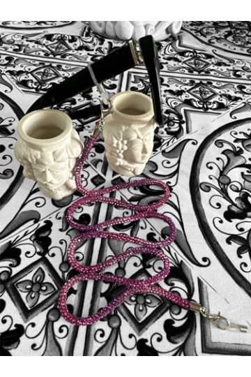 GMM Chaîne de lunettes, collier de lunettes, chaîne de lunettes pour femme, vue soleil avec strass, 2 anneaux antidérapants e