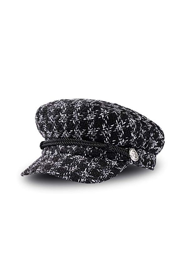 Béret Casquette Femme Mode Chapeaux Décontractée Rétro Élégant Chapeau Visière Casquette dhiver pour Dame M, 56-58cm , Noir