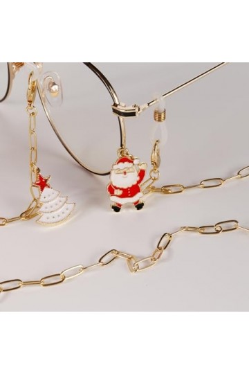 Chaîne De Lunettes 2 Pièces Accessoires Chaîne De Masque Chaîne De Lunettes De Noël Collier Plaqué Or