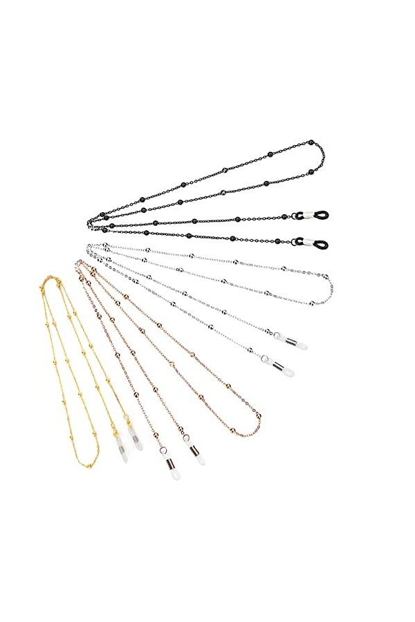 KANGIXER 4 Pièces Glasses Chain Cordon Lunettes Femme Chic Attache Fantaisie Chainette Pour Soleil, Lunettes, Lecture, Or, Or