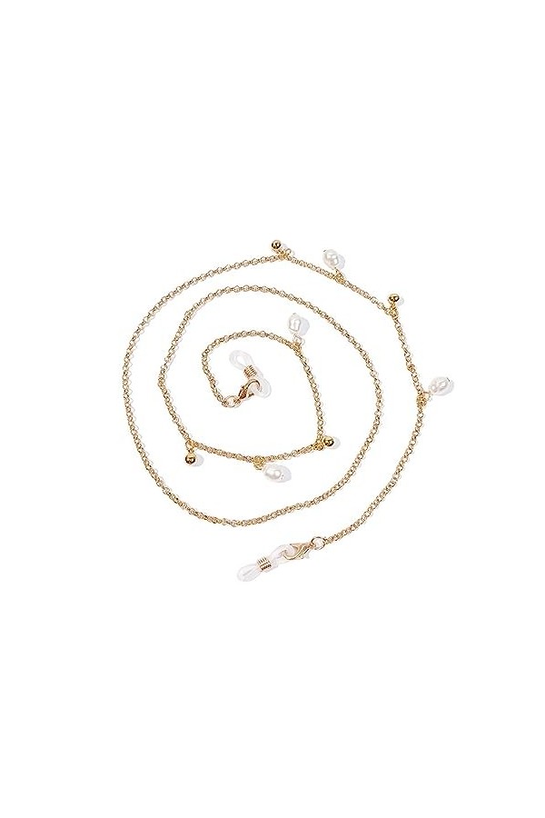LEFEDA Lot de 2 chaînes de lunettes antidérapantes en perles pour homme et femme - Chaîne de lunettes de lecture en pierre na