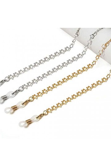 2 pièces or argent métal lunettes chaîne étoiles lunettes de lecture polyvalentes chaîne collier chaîne lunettes de soleil co