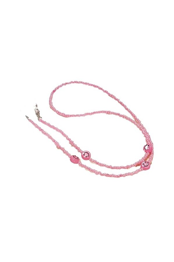Chaîne De Lunettes Lanière De Lunettes Pour Visage Smiley Coloré, 5 Pièces, Anti-Perte, Perles De Riz Colorées, Chaîne De Mas
