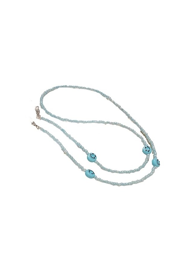 Chaîne De Lunettes Lanière De Lunettes Pour Visage Smiley Coloré, 5 Pièces, Anti-Perte, Perles De Riz Colorées, Chaîne De Mas