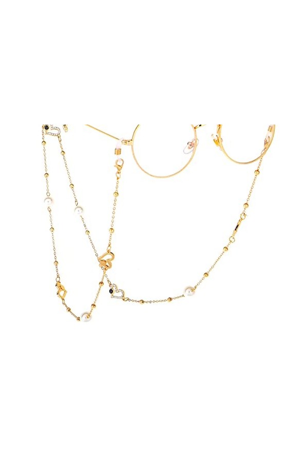 HIJAN Sangle Lunettes chaînes for Femmes métal Strass Masque chaînes Vintage élégant Porte-Lunettes chaînes