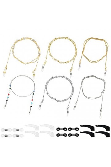 HczIon Chaîne Lunettes 6 Pièces De Lunettes Chaîne Lunettes Bandoulière Support Lunettes Anti Perte Lunettes Chaîne,A