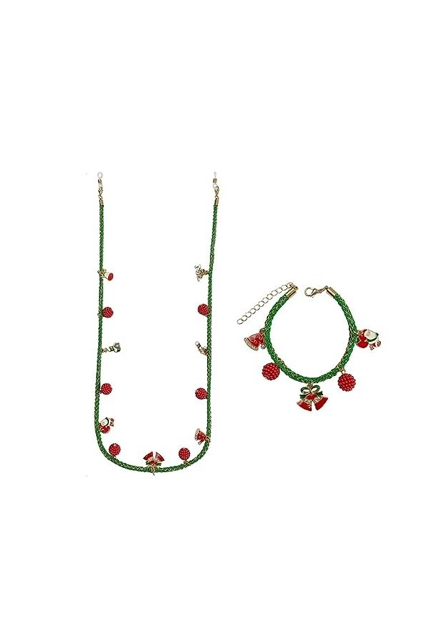 Chaîne de lunettes de Noël avec clochette de lunettes de soleil pour femme - Miroir de lecture - Cordon à suspendre au cou - 