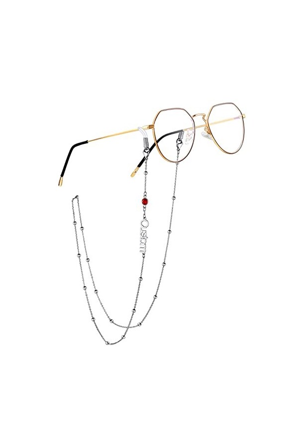 Custom4U Chaîne de Lunette Femme avec Prénom Personnalisé Chaîne Lunettes Acier Inoxydable Lanière de Masque Personnalisable
