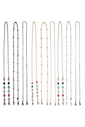 Moseem Chaîne de lunettes de 9 pièces - Chaîne de lunettes de soleil pour homme - Chaîne de lunettes de soleil élégante - Or 