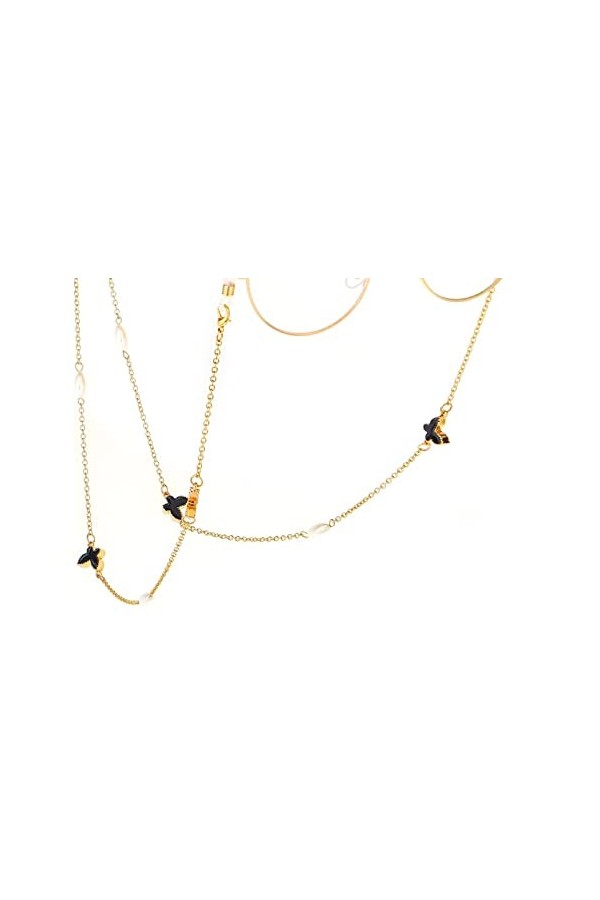 HOOENG Sangle de Lunettes Lunettes chaînes for Femmes Noir Papillon Pendentif Cou chaîne élégant Lunettes retenue Lunettes Co