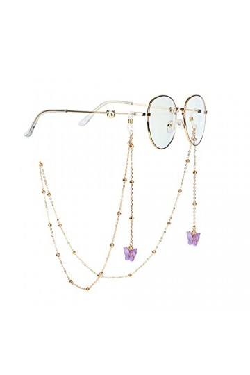 SAIBOL Chaîne de lunettes, Chaînes de lunettes avec pendentif papillon, élégantes, chaîne de retenue de lunettes de soleil, s