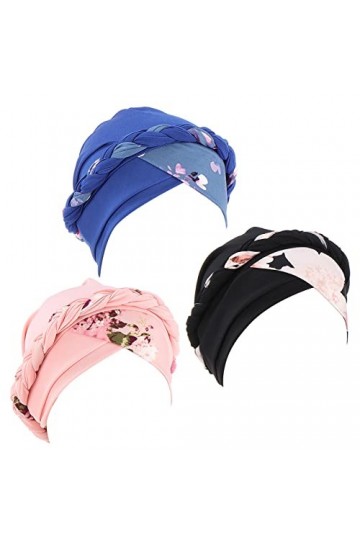 AIEOE Bonnet Turban pour Femme Mode Souple Tresse Pré-Noué Casquette de Perte de Cheveux Multicolore