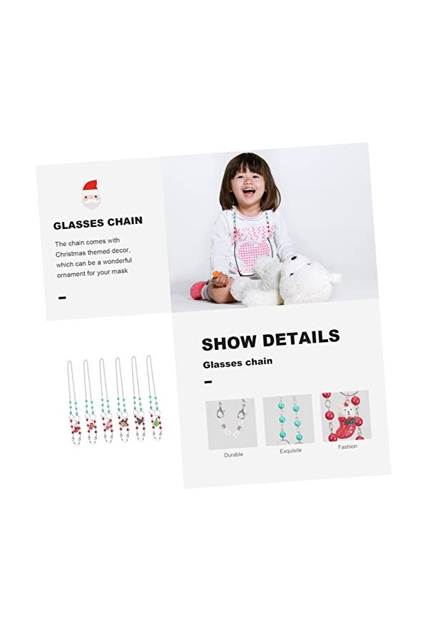 SOIMISS 1 Ensemble/6 Pièces Collier De Lunettes Noël Bouche Chaîne Longes Perlées Série Belles Chaînes De Bijoux Antidérapant