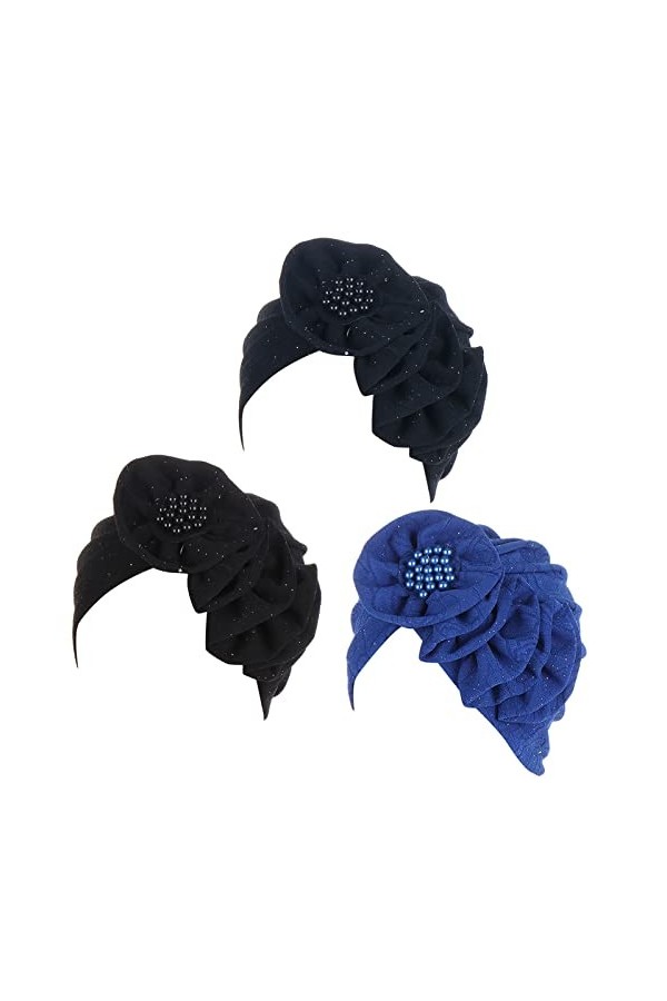 AIEOE Bonnet Turban pour Femme Mode Souple Tresse Pré-Noué Casquette de Perte de Cheveux Multicolore