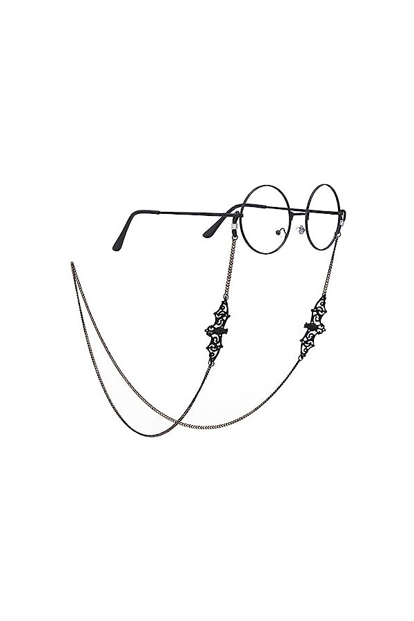 LEFEDA Lot de 2 chaînes de lunettes de soleil avec support de lunettes de soleil Noir, sans couleur, taille unique