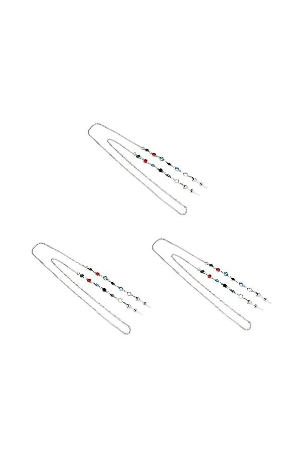 CALLARON 3 Pcs Bracelet De Lunettes Perlé En Métal Porte-Lunettes Perlé Lunettes De Soleil Porte-Chaîne Porte-Chaîne De Lunet