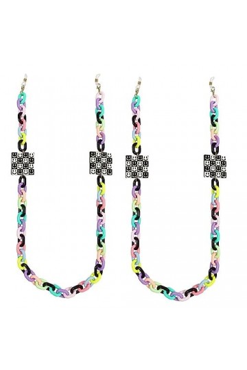 Lot de 2 sangles de lunettes colorées en acrylique pour femme, support de lunettes, support de masque, miroir de lecture, col