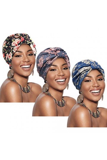 SATINIOR Turban de Mode pour Femme Bonnet à Nœud Pré-Noué Bonnet Anti-Perte de Cheveux Doux Bleu, Gris, Noir 