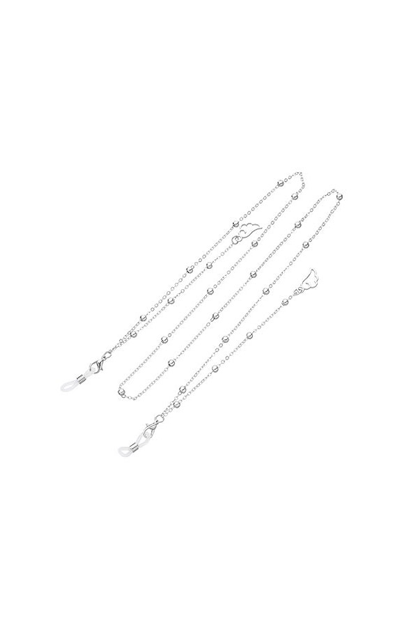 Chaîne De Lunettes 5 Pièces Chaîne De Perles Unisexe Accessoire Fixe Chaîne Suspendue Ailes Chaîne De Lunettes, Argent