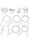 HczIon Chaîne Lunettes Lot De 6 Lunettes De Soleil Chaîne De Lunettes De Cordon Femme Chaîne Lunettes Perlées Avec Support Co