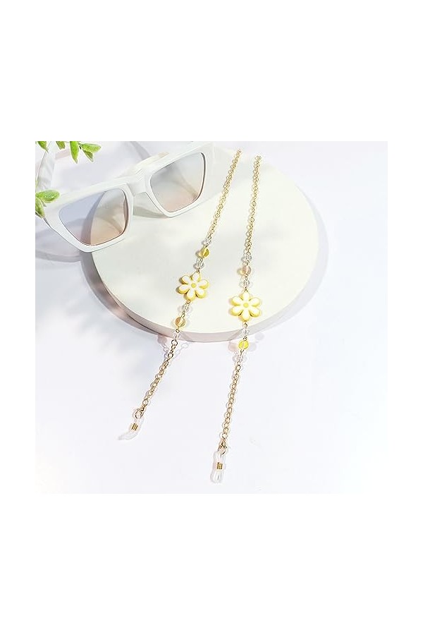 LEFEDA Lot de 2 perles colorées pour chaînes de lunettes pour femme, fixateurs de lunettes, porte-masques, lunettes de lectur