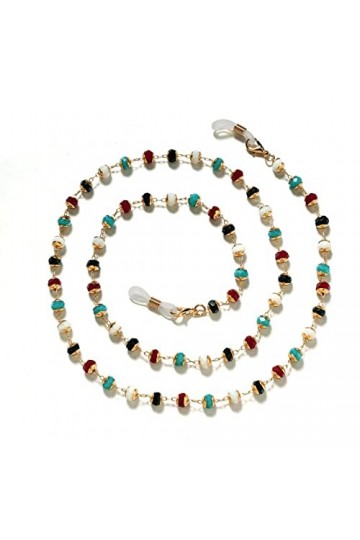 LEFEDA Lot de 2 chaînes de lunettes antidérapantes avec perles - Pour homme et femme - Chaîne de lunettes de soleil - Cordon 