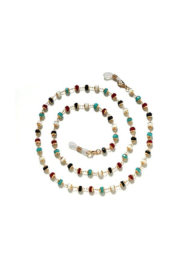 LEFEDA Lot de 2 chaînes de lunettes antidérapantes avec perles - Pour homme et femme - Chaîne de lunettes de soleil - Cordon 