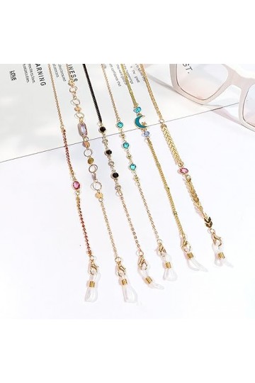 Lot de 2 chaînes de lunettes antidérapantes avec perles - Collier de lunettes de lecture - Chaîne de lunettes de soleil pour 