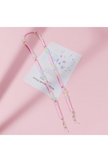 Lot de 2 chaînes de lunettes colorées en acrylique pour lunettes de soleil et lunettes de lecture, sans couleur, taille uniqu