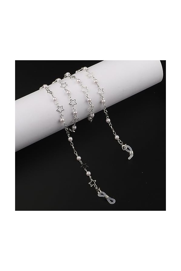 HczIon Chaîne Lunettes 2 Pièces Faites À La Main Perle Étoile Lunettes De Soleil Chaîne Lunettes Anti Drop Cordon Lunettes Dé
