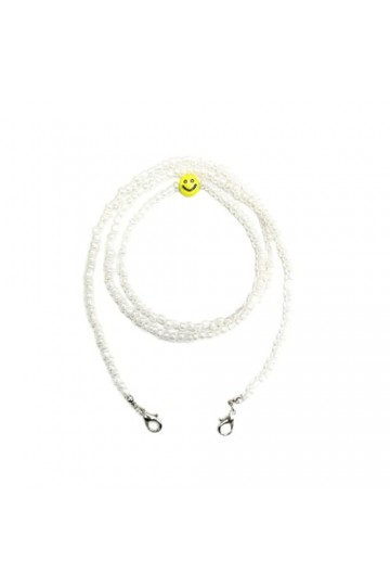 Chaîne De Lunettes 5 Pièces Smiley Visage Lunettes Chaîne Masque Chaîne Perles Colorées Lunettes Chaîne Masque Chaîne, Blanc