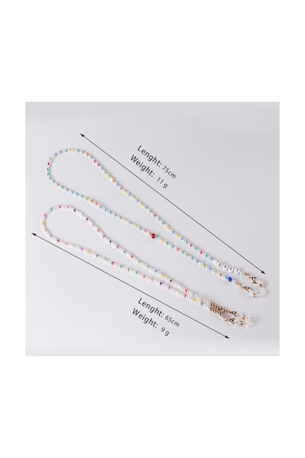 Chaîne De Lunettes Chaîne De Masque De Protection Multifonctionnelle, 2 Pièces, Lanière De Lunettes, Chaîne Alphabet, Perles 