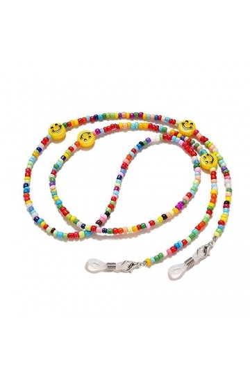 Chaîne De Lunettes Lanière De Lunettes Faciales Smiley Colorées, 5 Pièces, Chaîne De Masque Facial Perlée Anti-Perte