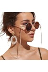 NOGRAX Lunettes De Soleil Masque Lunettes De Soleil Chaînes Pour Femmes Hommes Black Gold Silver Couleur Perles DAlliage