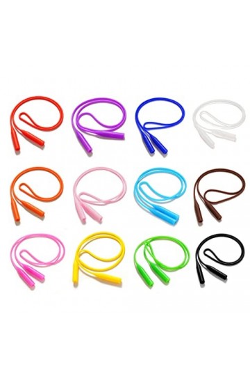 DNLKWGO Lot de 12 cordons en silicone pour lunettes de sport - Pour adultes et enfants, multicolore, taille unique
