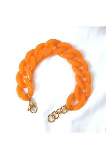 Bracelet tendance VINTAGE, Chaîne à gros maillons en acrylique orange