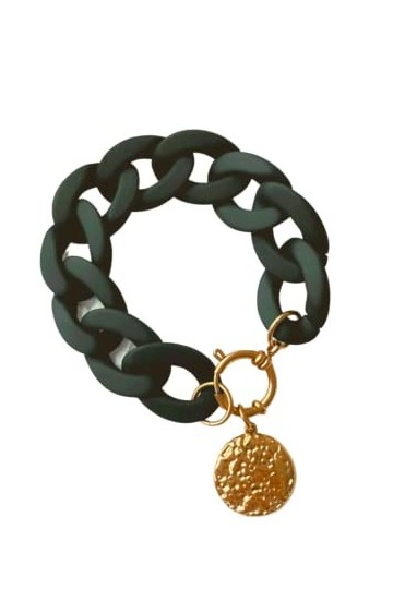 Bracelet VINTAGE // Chaîne à gros maillons en acrylique noir mat