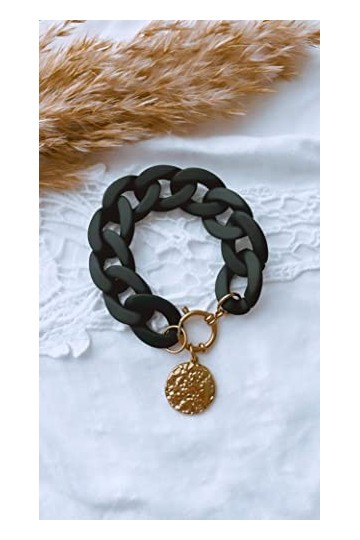 Bracelet VINTAGE // Chaîne à gros maillons en acrylique noir mat